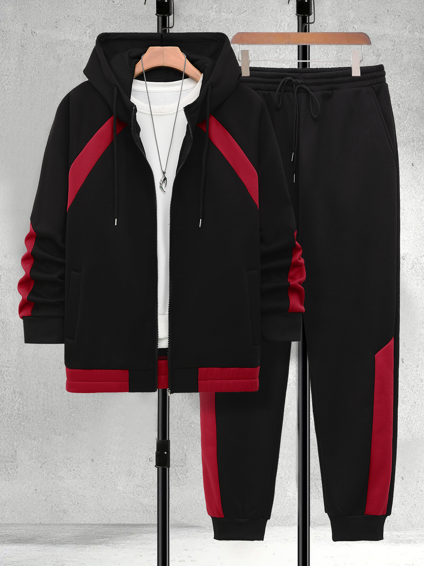 Winter Clothing Pants - Men's Plus Size Black & Red