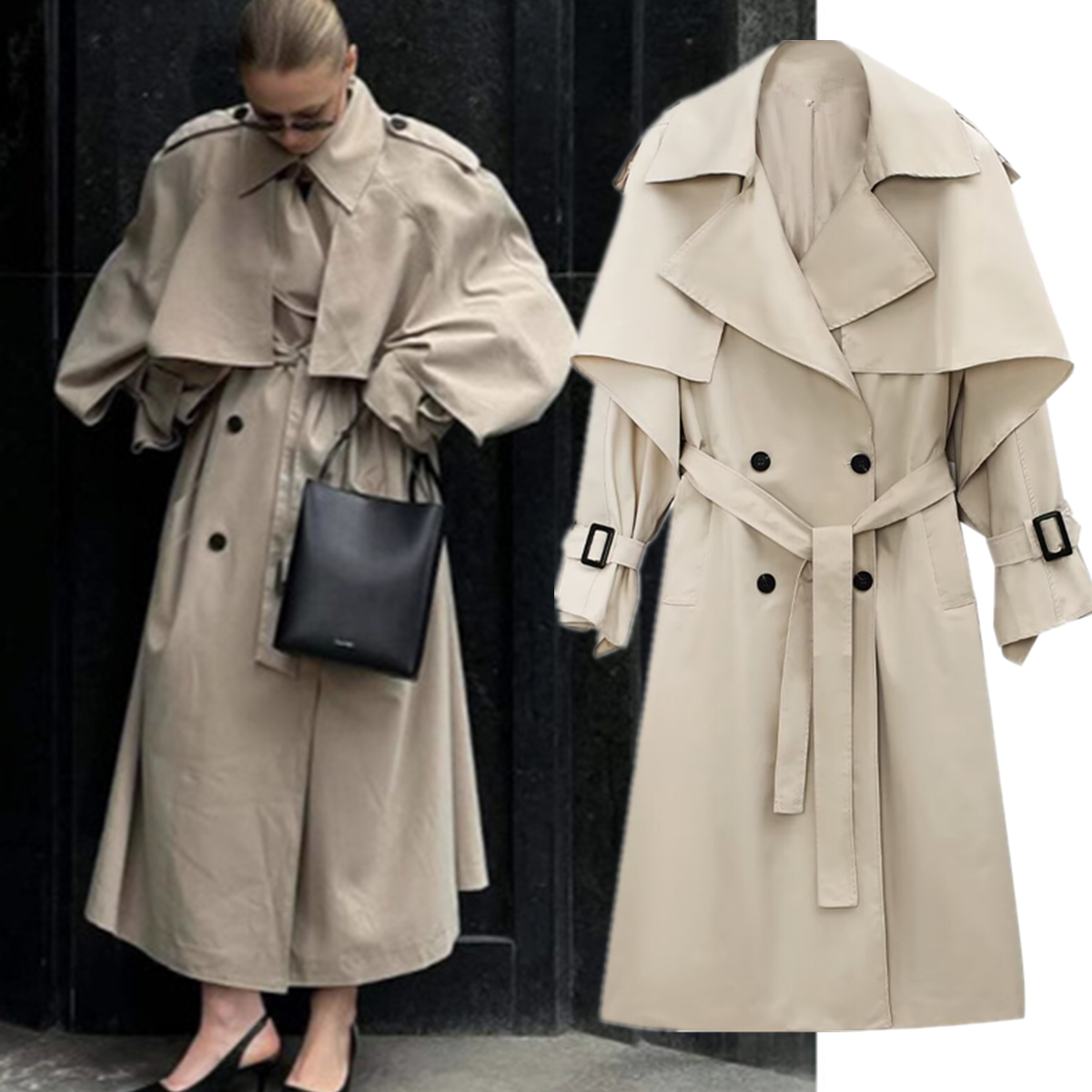 Jack Winter Clothing - Dave&Di Woman Clothing Minimalist Khaki Trench
