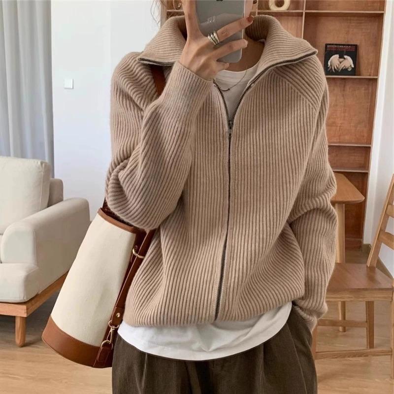 Winter Clothing Sale Women - Lapel Ladies Knit Sweaters Casual Korean