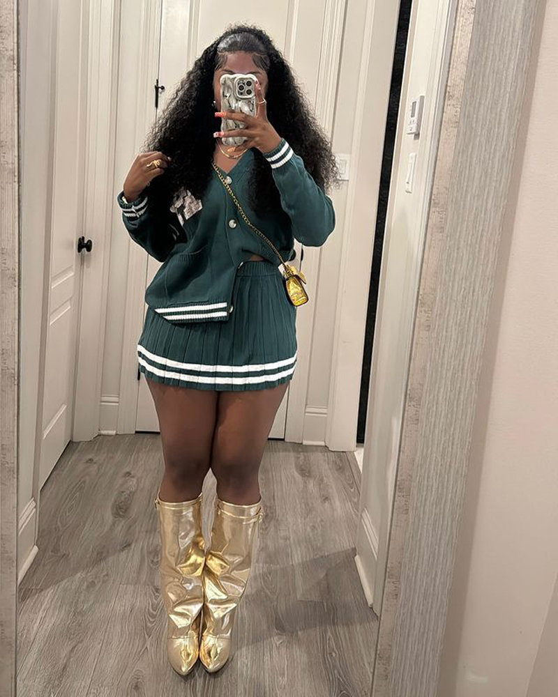 Knit Pleated Sweater Skirts 2  - مراجعة Winter Clothing Matching وسعره