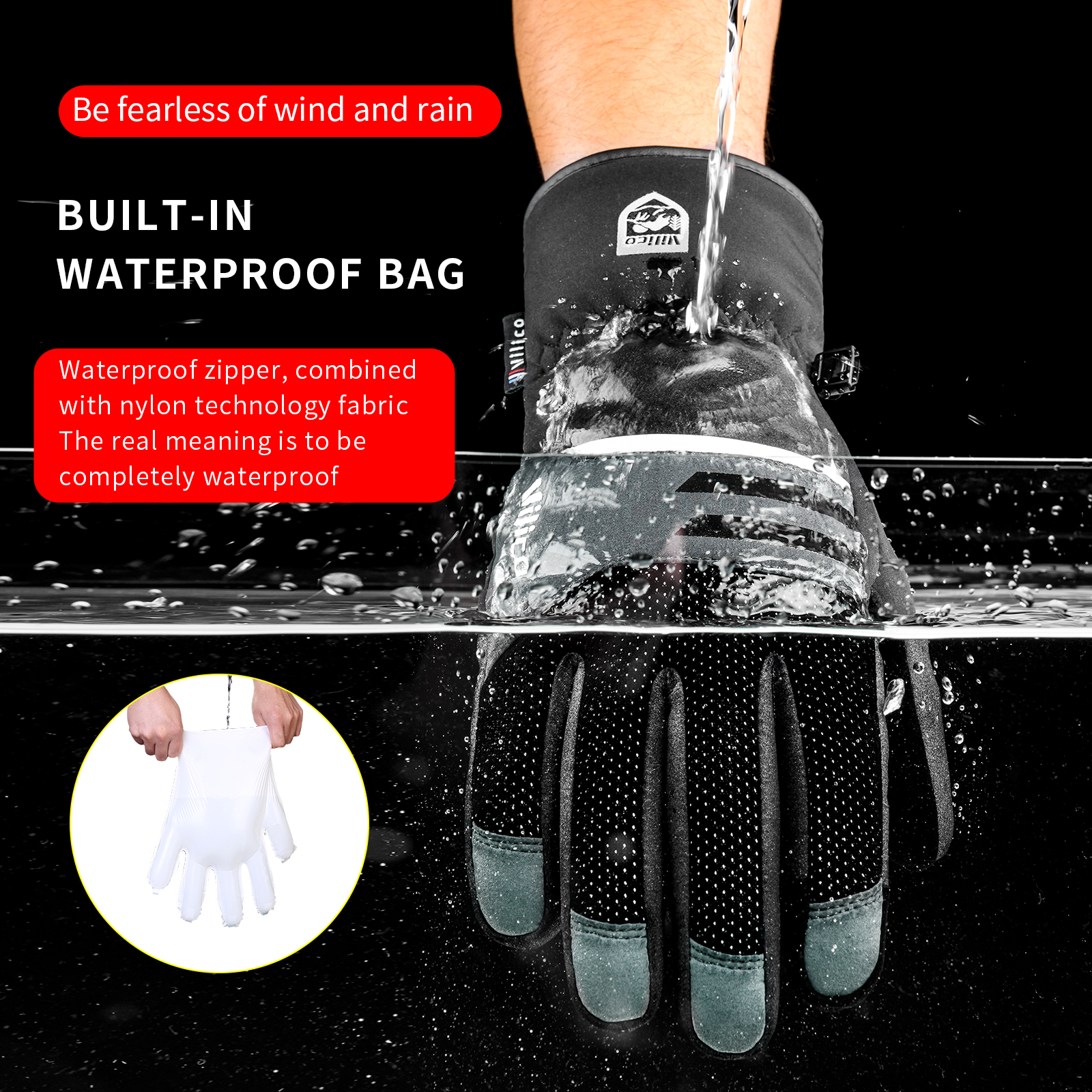 Winter Waterproof Cycling Glov - مراجعة Waterproof Mitten Ski وسعره