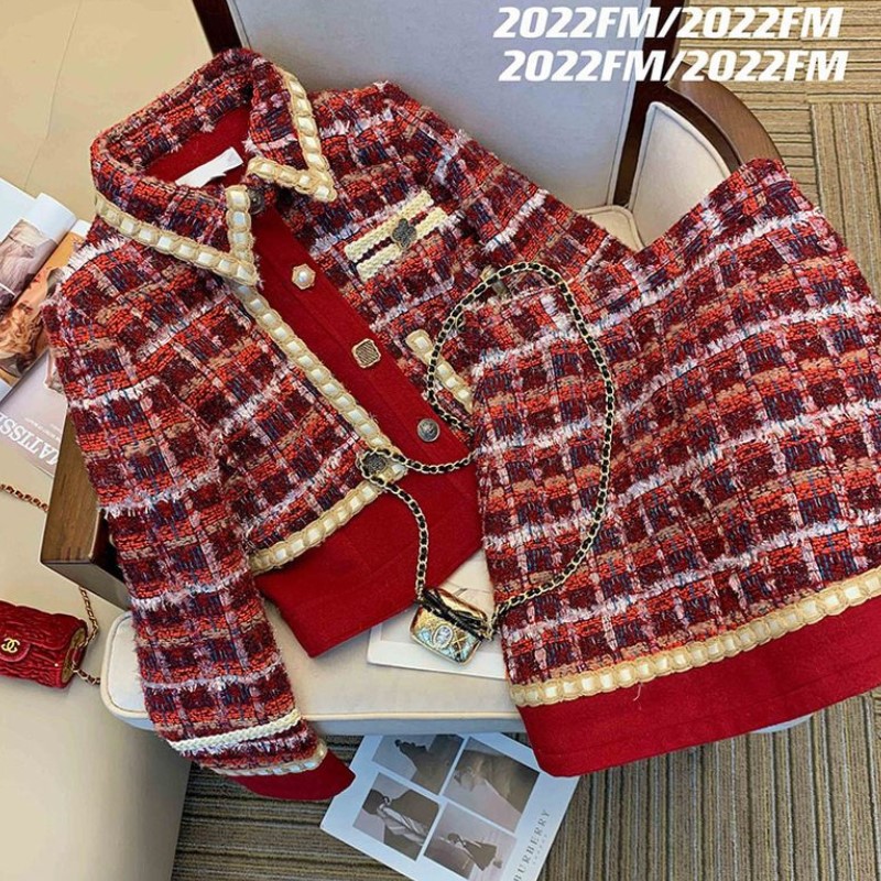 Women Elegant Tweed Red Suit J - مراجعة Winter Clothing Matching وسعره